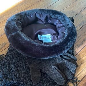 Betmar Dark Brown Faux Fur Hat